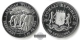 Somalia,  100 Schilling  2013 Elephants   FM-Frankfurt  Feinsi...