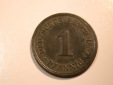 F12 KR  1 Pfennig  1892 F in ss+   Originalbilder