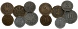 Deutsches Kaiserreich; 2 x 1 Pfennig; 2 x 2 Pfennig; 1 x 5 Pfe...