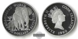 Cook Island,  10 Dollar  1990 Elephant with calf   FM-Frankfur...