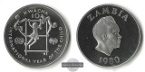 Sambia,  10 Kwacha 1980 Jahr des Kindes FM-Frankfurt  Feinsilb...