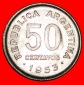 * SAN MARTIN (1778-1850): ARGENTINIEN ★ 50 CENTAVOS 1953 VZG...