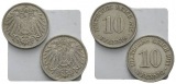 Kaiserreich; 2 Kleinmünzen 1911/1915