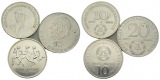 DDR, 3 Münzen; 10 Mark 1978-1988 / 20 Mark 1973
