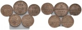 Altdeutschland; 5 Kleinmünzen 1864-1869
