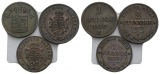 Altdeutschland; 3 Kleinmünzen 1856-1873