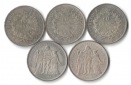 Frankreich  5x 10 Francs  1965-68 FM-Frankfurt  Feinsilber: 5x...