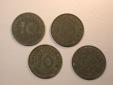 F18  10 Pfennig  3.Reich  4 Stück   Originalbilder