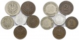 Kaiserreich; 6 Kleinmünzen 1876-1917