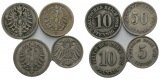 Kaiserreich; 4 Kleinmünzen 1875-1918
