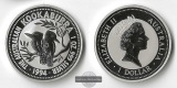 Australien  1 Dollar  1994 Kookaburra FM-Frankfurt  Feinsilber...