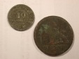 F18  Belgien 2 Münzen  1 x große Kupfermünze gering erhalte...