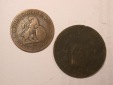 F18  Spanien 2 Kupfermünzen   gering erhalten Originalbilder