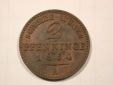 F19 Preussen  2 Pfennig 1864 A in f.ST   Originalbilder