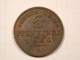 F19 Preussen  2 Pfennig 1864 A in f.ST   Originalbilder