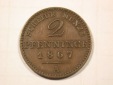 F19 Preussen  2 Pfennig 1867 A in f.ST Druckstellen     Origin...