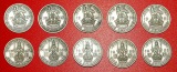 * SET 10 COINS: UNITED KINGDOM ★ 1 SHILLING 1947-1951! GEORG...