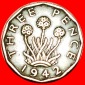 * KRIEGSZEIT (1939-1945): GROSSBRITANNIEN ★ 3 PENCE 1942 GEO...