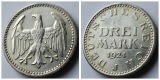 WEIMARER REPUBLIK - 3 DREI MARK 1924 J J. 312 vz