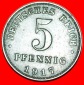 * ERSTER WELTKRIEG (1914-1918): DEUTSCHLAND ★ 5 PFENNIG 1917...