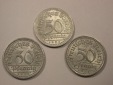 G12 Weimar  3 x 50 Pfennig 1920-1922 A  3 Münzen in vz/vz-st ...
