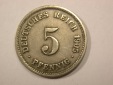 G13 KR  5 Pfennig 1905 G in ss+ Originalbilder