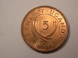G19  Uganda 5 Cents 1966 in ST-fein  Originalbilder