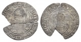 Mittelalter, Weißpfennig, gebrochen, mehrere Teile, Fehlteile