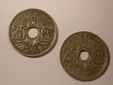 H10  Frankreich 2 Münzen 25 Centimes 1924 + 1929 in ss   Orig...