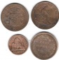 4 abgegriffene Münzen, schlecht erhalten, Einzelaufstellung u...