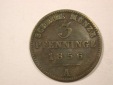 H13  Preussen  3 Pfennig 1856 A in s-ss  Originalbilder