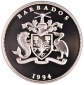 Barbados: 5 Dollar 1994, pp, 28,28 gr. 925er Silber, sehr selt...
