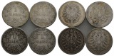 Kaiserreich; 1 Mark; 4 Kleinmünzen 1876/1875/1876/1874