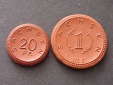 Sachsen 20 Pfennig + 1 Mark 1921 Porzellan