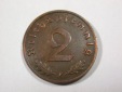 H17  3. Reich  2 Pfennig 1938 F in ss-vz  Originalbilder