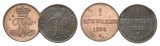 Altdeutschland; 2 Kleinmünzen 1854 / 1864