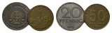 DDR; 2 Kleinmünzen 1969 / 1950