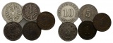 Deutsches Reich; 5 Kleinmünzen 1874-1880
