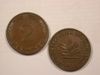 H18  BRD Satz 2 Pfennig 1958 G und J  in ss/ss+  Originalbilder