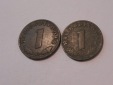 Lot 203 / Drittes Reich, 2er Lot, 1 Reichspfennig mit HK (Jäg...