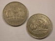 H19 Mauritius 5 Rupees 1991 + 1992 in ss   Originalbilder