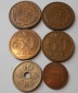 M.121. Dänemark, 6er Lot, 5 Öre 1964+1966+1981, 10 Öre 1925...