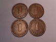 e.69. Bank deutscher Länder, 4er Lot 1 Pfennig 1948G 1949D 19...