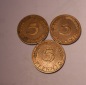 e.73. BRD, 3er Lot 5 Pfennig 1950D 1966J 1970J