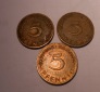 e.75. BRD, 3er Lot 5 Pfennig 1950G 1966J 1969J