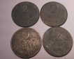 e.85 Dänemark 4er Lot 2 Öre 1960 1963 1964 1965