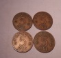 e.94 Dänemark 4er Lot 5 Öre 1978 1980 1981 1983