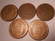 e.107 Dänemark 5er Lot 5 Öre 1963 1967 1968 1969 1970