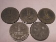 e.108 Dänemark 5er Lot 1 Öre 1957 1960 1964 1966 1967