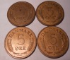 e.113 Dänemark 4er Lot 5 Öre 1969 1970 1971 1972